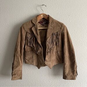 El Camino leather jacket fringe cropped